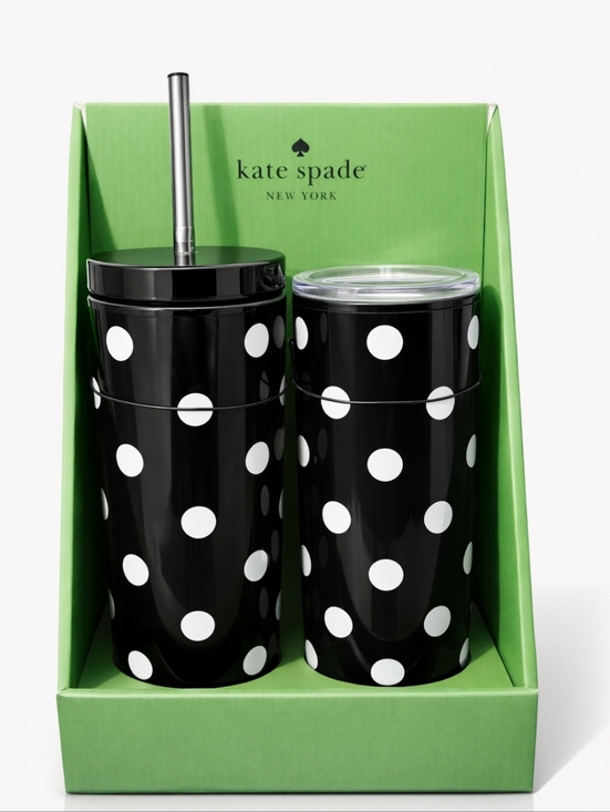 kate spade Other - kate spade black and white polka dot tumbler duo